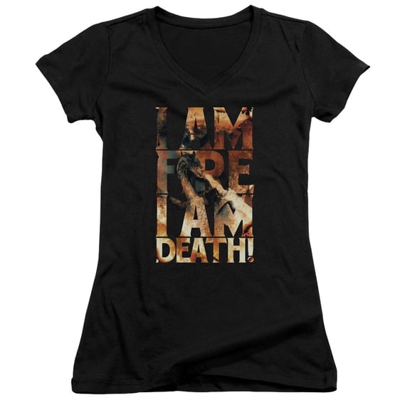 Hobbit - I Am Fire - Juniors Cap Sleeve V-Neck Shirt - Medium