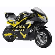 Angle View: MotoTec 36v 500w Electric Powered Pocket Bike Mini Motorcycle GT Yellow