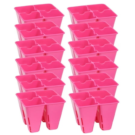 SUNPACK Plastic Seed Starting 4-Cell Square Plug Insert, Magenta, 5" (Pack of 12)