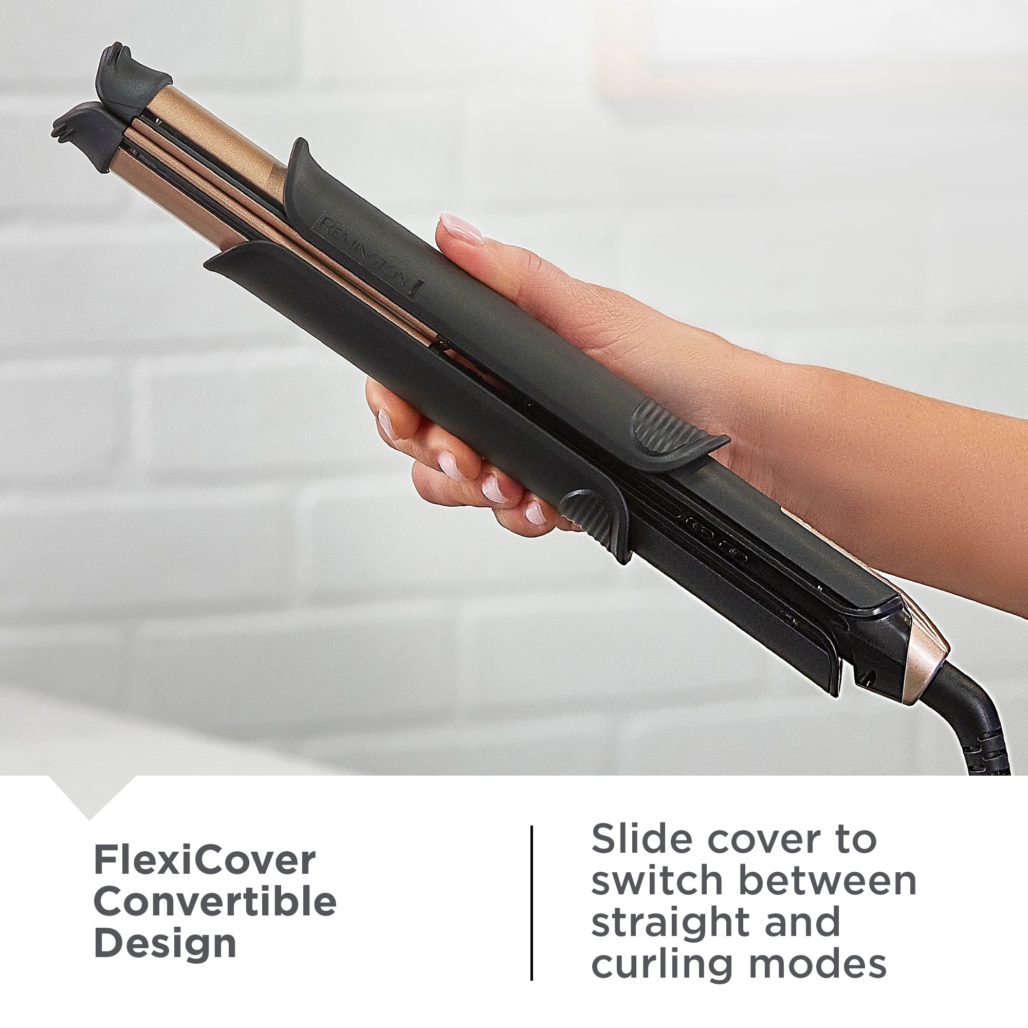 REMINGTON FlexiStyle Multi Styler Curling Iron and Hair Straightener 2-in-1 Black Gold