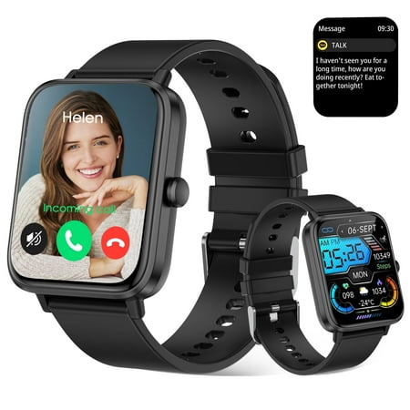 PJYUBVOR Smart Watch for Men Women 1.89" Smartwatch (Answer/Make Call) IP68 Waterproof Fitness Tracker, 100+ Sport Modes, Heart Rate and Sleep Monitor, Smartwatches for Android iOS, Black