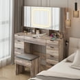 thumbnail image 3 of Ktaxon Large 47.24" Makeup Vanity Table Set with Hidden Storage, 9-Drawer Dressing Table, Bedroom Makeup Table, Gray, 3 of 10