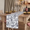 thumbnail image 2 of Dark Blue Flowers 90 Inch Table Runner, Pastoral Vintage Farmhouse Leaf Spring Farmhouse Dresser Scarf Cotton & Linen Tablerunner for Dining/Kitchen Island/Holiday Party Décor 13" x 90", 2 of 9
