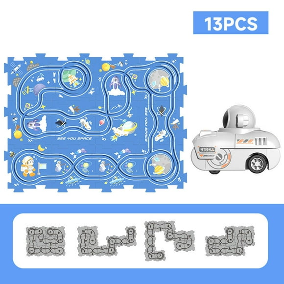 Pista de rompecabezas para niños, juego de Paly, bloques de construcción de pista, juguete Montessori, carril, juguetes de construcción de automóviles , rompecabezas de 12 piezas