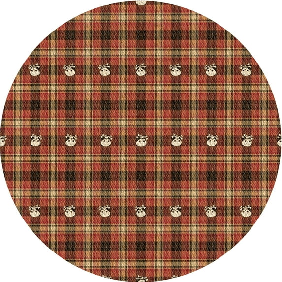 Ahgly Company Indoor Round Patterned Tomato Sauce Red Area Rugs, 5' Round
