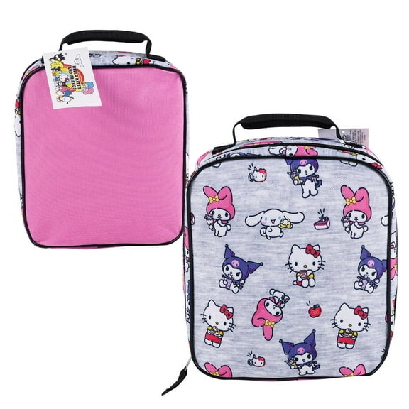 Hello Kitty And Friends Rectangular Lunch Bag - 9.5" - Pink And Grey