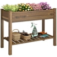 thumbnail image 1 of Outsunny 45"x22"x33" Elevated Planter Box with Storage Shelf, Carbonized, 1 of 10