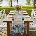 thumbnail image 4 of Hello Spring Table Runner, Pastoral Purple Bottle Floral Wooden Plaid Washable Cotton Linen Table Runners 120 Inches Long, Dresser Scarf Runner for Dining/Living Room/Kitchen/Square Tables 13''x120'', 4 of 9