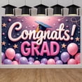 thumbnail image 3 of Pink Theme Graduation Banner Graduation Cap Grad Backdrop Colorful Balloons Congrats Lettering Graduation Background for Graduation Party College Graduation Photo Shoot, 3 of 9