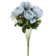 thumbnail image 2 of Enova Home 20" Mixed Artificial Silk Roses Faux Flowers Bush for Home Office Wedding Decoration (Blue), 2 of 3