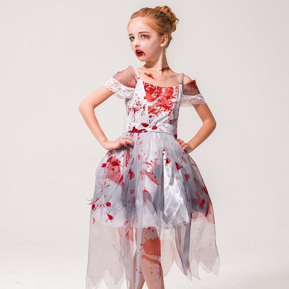 2PCS Halloween Costume Horror Ghost Dead Corpse Zombie Bride Dress