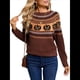 thumbnail image 2 of Suéteres de Mujer de Larga con Cuello Redondo, Bonitos y Casuales de Punto. Marrón L, 2 of 10