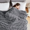 thumbnail image 4 of 50x60 Inches Ultra-Soft Fuzzy Faux Fur Plush Throw Blanket - Thick, Warm Sherpa for Couch, Sofa, Bedroom, Camping - Decorative Blanket for Cozy Warmth, Bubble Gray, 4 of 7