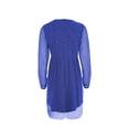 thumbnail image 3 of Women's Sequins Mini Dress Lantern Long Sleeve V Neck Mesh Splicing Glitter Cocktail Party Dress Short Dance Dress, 3 of 5
