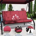 thumbnail image 3 of Balançoire de Porche Convertible 2-en-1 à 3 Places avec Support, Auvent Imperméable et Résistant aux UV à Réglage Continu, Balançoire de Patio Robuste Rembourrée 800 Lb pour Jardin et Cour Arrière, Rouge, 3 of 6