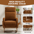 thumbnail image 5 of Rocking Chair Nursery with Expandable Footrest, Teddy Upholstered Glider Rocker with High Backrest, Accent Armchair with Side Pockets for Living Room, Brown, 5 of 7