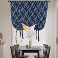 thumbnail image 4 of Tie Up Curtains for Windows Abstract Sea Waves Lines Valance Adjustable Balloon Curtain Navy Blue Petal Pattern Tie Up Shades for Kitchen Living Room Bedroom Privacy Curtain Drape 34x45 Inch, 4 of 9