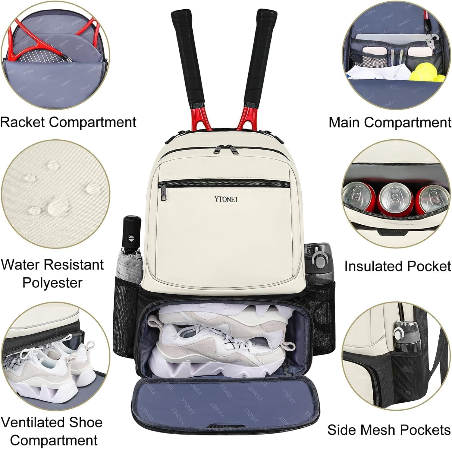 Gym Backpack For Men Women Travel Sports Track Backpack, Tennis Bag Tennis Backpack for Women Men 2 Rackets