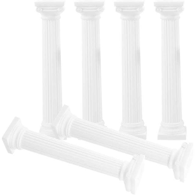 PinesC 6pcs Roman Column Model Classic Greek Columns Roman Table Decor Roman Pillar Figure Greek Architectural Sculpture Home Decor DIY Crafts Decor Decorative Column Desk Plastic White