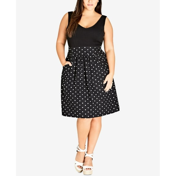 City Chic Trendy Plus Size Printed Fit Flare Dress Sweet Spot S