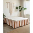 thumbnail image 2 of Burnt Orange Grey Stripe Wrap Around Bed Skirts for California King Bed 16" Drop,Bed Skirt with Adjustable Elastic Belt Dust Ruffle Bed Valance Farmhouse Minimalist Striped Bed Frame Cover, 2 of 7