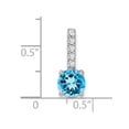 thumbnail image 3 of Diamond2Deal 14K White Gold Round Blue Topaz and Diamond Pendant for Women (L- 0.69 inch, W- 0.28 inch), 3 of 6