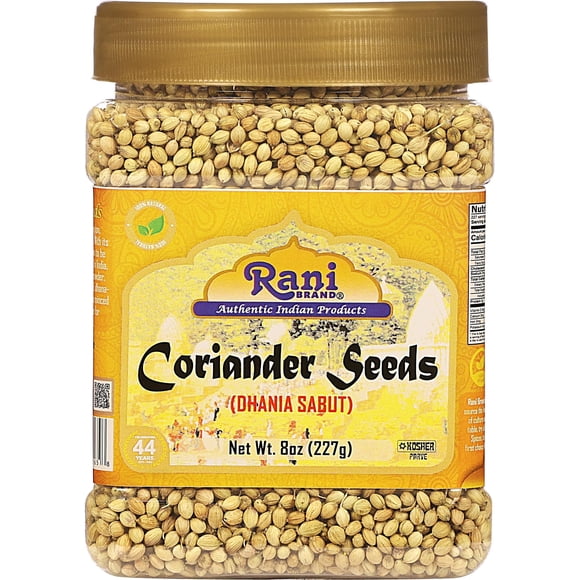 Rani Coriander (Dhania) Seeds Whole, Indian Spice 8oz (227g) PET Jar ~ All Natural | Gluten Friendly | NON-GMO | Vegan | Kosher | Indian Origin
