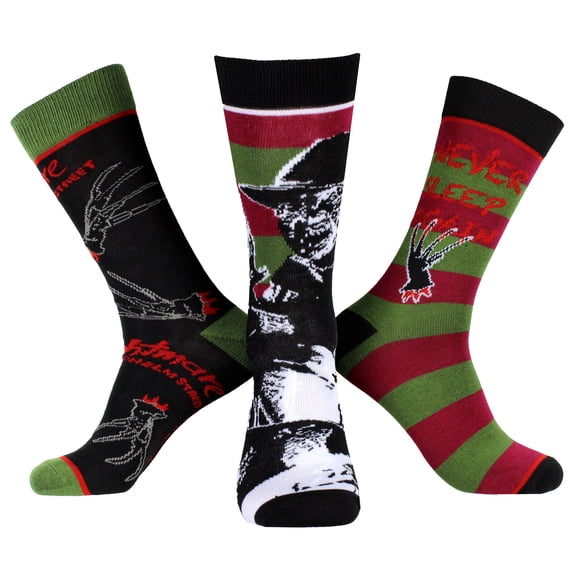 A Nightmare On Elm Street Socks Freddy Krueger Horror Movies Men's 3 Pack Mid-Calf Adult Crew Socks