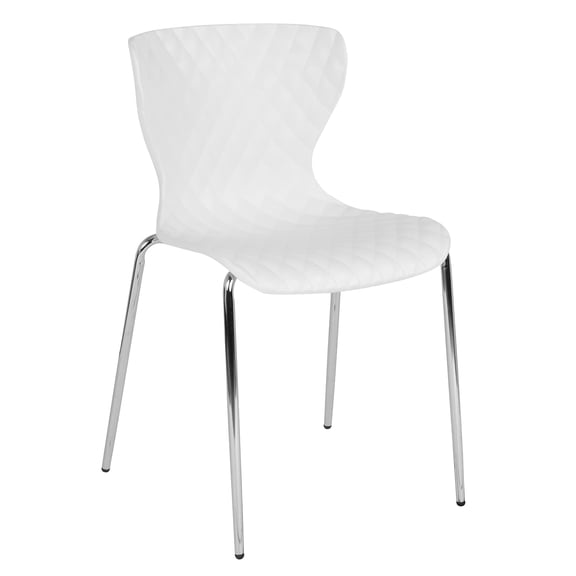 Pemberly Row Modern Plastic Dining Side Chair in White and Chrome
