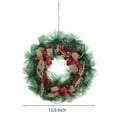 thumbnail image 2 of Gustave 12.6in Artificial Christmas Wreath Hanging Pine Needle Wreath with Pine Cone, Red Berry and Bow Ornament for Front Door Holiday Xmas Decor, 2 of 8