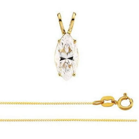 Marquis Diamond Pendant - Marquise Diamond Solitaire Pendant Necklace 14k Yellow Gold ( 1.53 Ct, I-J, SI3(Laser Drilled) IGL Certified)