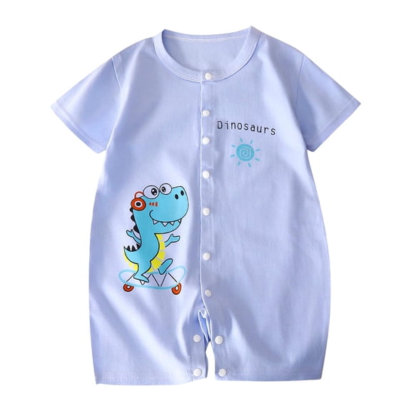 Yutgune Baby Boy Girl Knitted Cotton Romper Summer Cartoon Print Short Sleeve Snap Button Bodysuit 6-9 Months