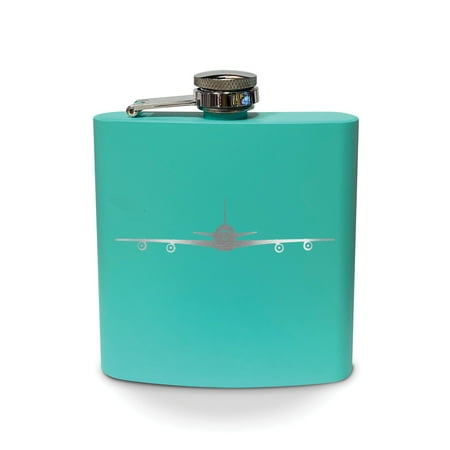 

707 Flask 6 oz - Laser Engraved - Stainless Steel - Drinkware - Bachelor Bachelorette Party - Bridal Shower Gifts - Camping - Pocket Hip - airliner - Teal