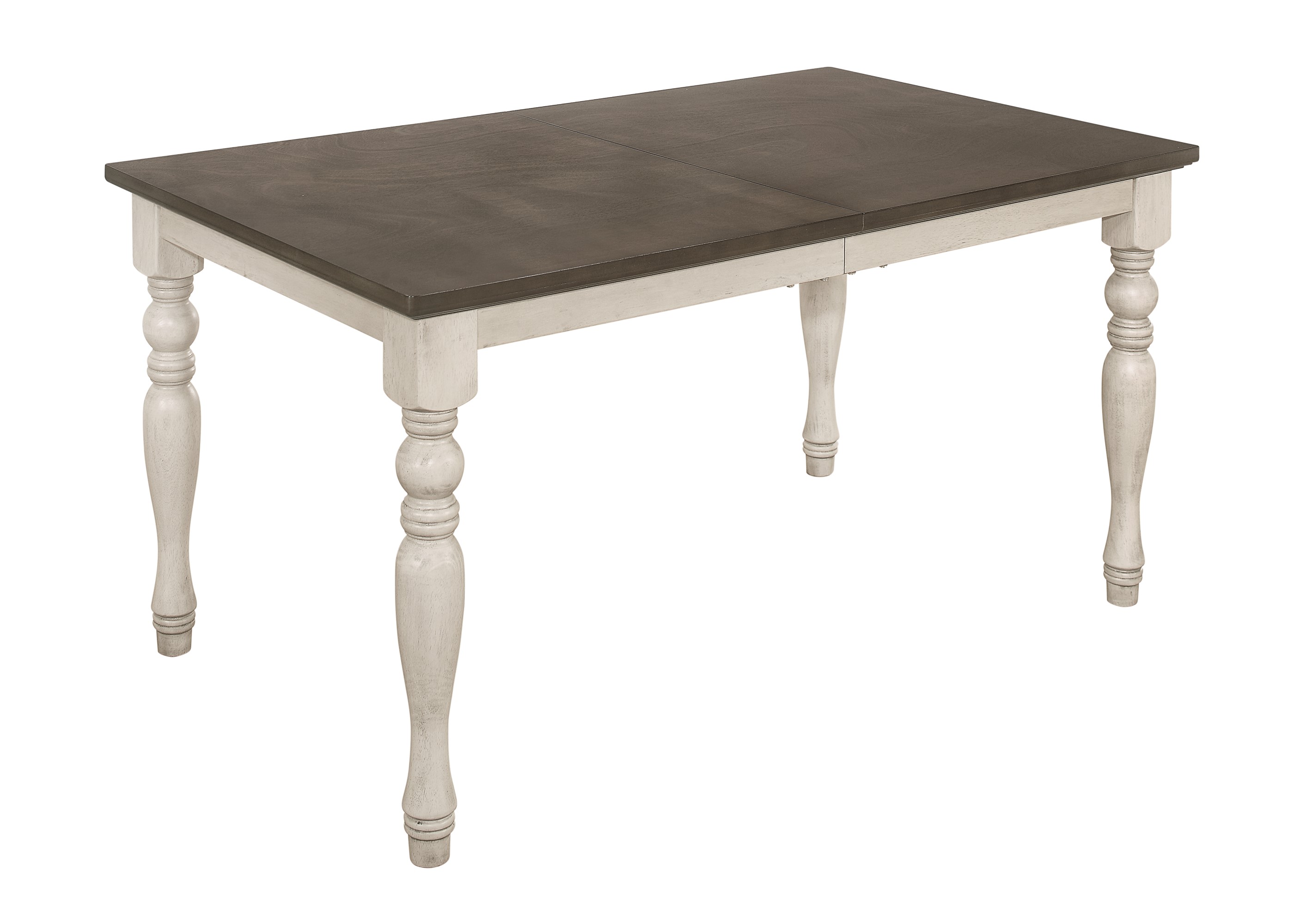 Home Design Savannah Rectangular Dining Table with Middle Divided Top, Turned Legs, Two-Tone Wood Finish, Modern Style, Durable Construction, Easy Assembly