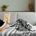 thumbnail image 3 of Black and White Soft Flannel Fleece Throw Blanket, Boho Leaves Hippie Lifestyle Yoga with Swirls and Curved Art Motif, Cozy Plush for Indoor and Outdoor Use, 70" x 90", Black White, by Ambesonne, 3 of 5