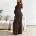thumbnail image 6 of Jamicy Women's Maternity Clothes Solid Color 2 Piece Spring Outfits Off Shoulder Asymmetrical Top and Pants Matching Sets, 6 of 10