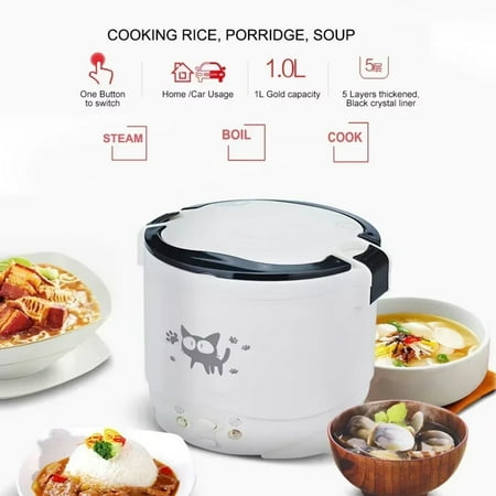 

Portable Smart Car Mini Rice Cooker for 12V 24V 220V Self-driving Multicooker for Soup Porridge Truck Steamer for Ramen - Ideal for 1-2 People