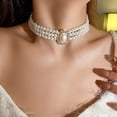thumbnail image 1 of Collar de 3 capas con delicadas perlas de diamantes de imitación rechonchas de los años 20, colgante en capas para mujeres y niñas, fiesta de graduación ER, 1 of 5