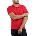 thumbnail image 3 of CULTURA Men's Short Sleeves 100% Cotton Polo With Jaquard Rib And Chest Rib Pocket, Red/Navy, M, 3 of 10