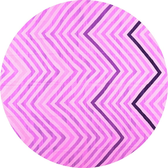 Ahgly Company Indoor Round Abstract Pink Contemporary Area Rugs, 6' Round