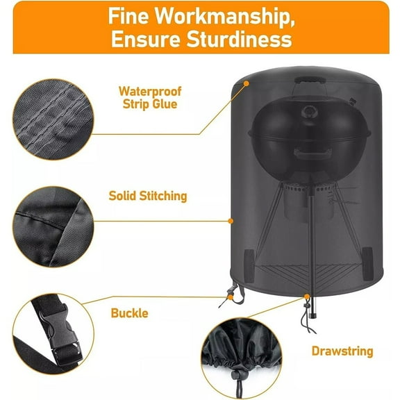 For Raweao Kettle BBQ Cover for Weber 57Cm Waterproof Barbecue Cover round BBQ Smile Home
