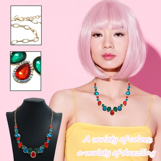 Collar para mujer, joyería para mujer, joyería para mujer, accesorios de cadena corta para clavícula, joyería de aleación de diamantes con forma de gota de agua, collar de aleación