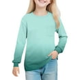 thumbnail image 2 of Vibrex Girls' Printing Round Neck Shirt Long Sleeved Top Children's Pullover Shirt For 5-14 Years Gradient Colored Top_Mint Green_5 Years, 2 of 8