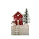 thumbnail image 2 of Decoración de mesa de madera de la cabaña roja de Navidad | Miniatura de la Casa de Nieve | Acento rústico de la aldea invernal | Tejado nevado detallado | Centro de mesa de la repisa navideña, 2 of 5