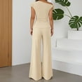 thumbnail image 4 of HJYCHN Women Outfits Long Pants Set with Sleeveless Top Set with Wide-Leg Pants 2 Piece Set for Casual Wear Beige L, 4 of 6
