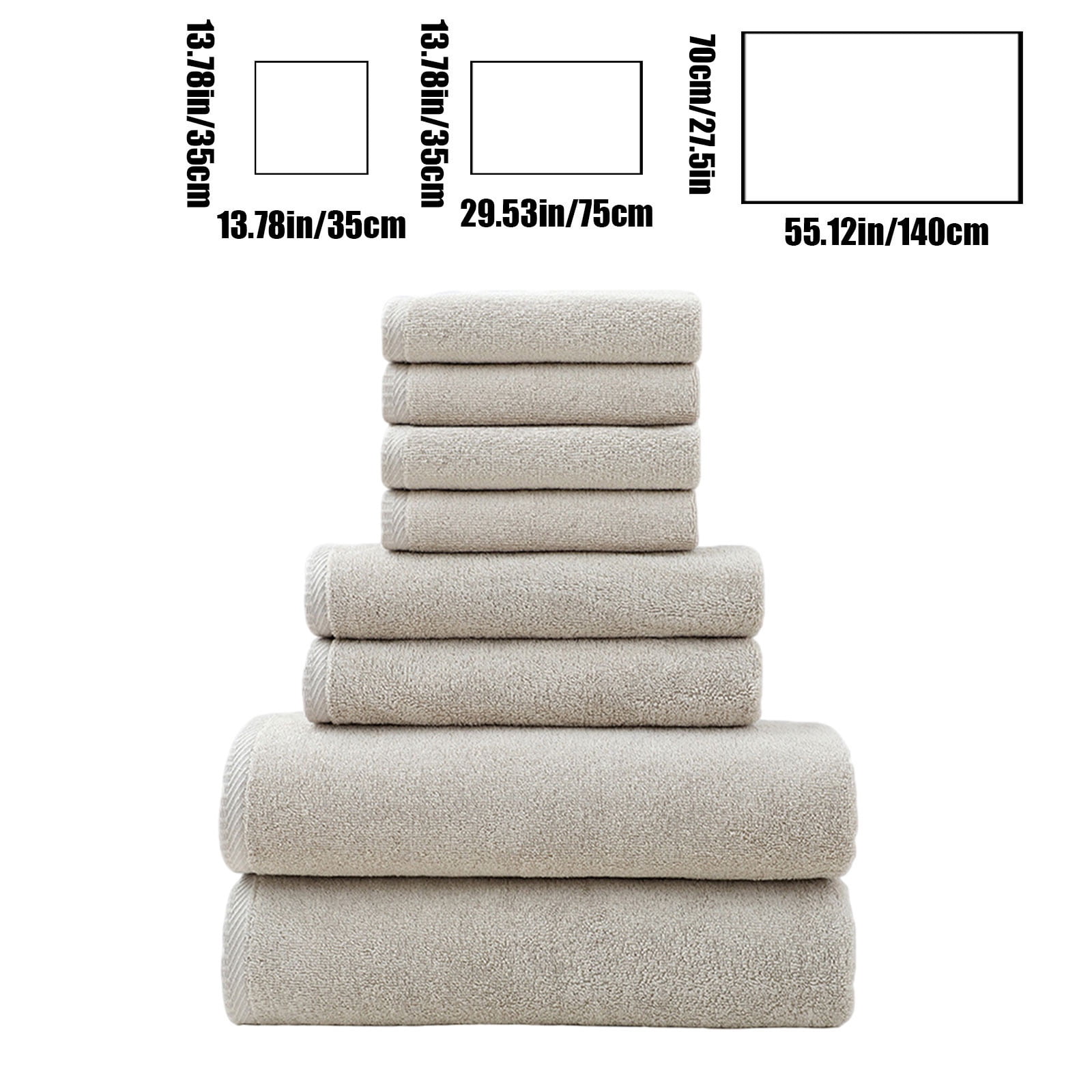 Beige Beige Cotton Bath Collection 8-Piece Towel Set Ultra Absorbent Quick-Dry Fabric Bath Sheet Hand Towel Washcloth Combo #u56uq