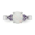 thumbnail image 4 of Sterling Silver Rhodium-plated Oval Created Opal w/Purple CZ Ring QR6768, 4 of 5
