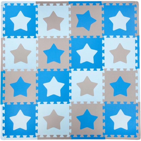 GFDYREE Ensemble de Tapis de Jeu 16 Pcs Étoiles, Bleu/gris