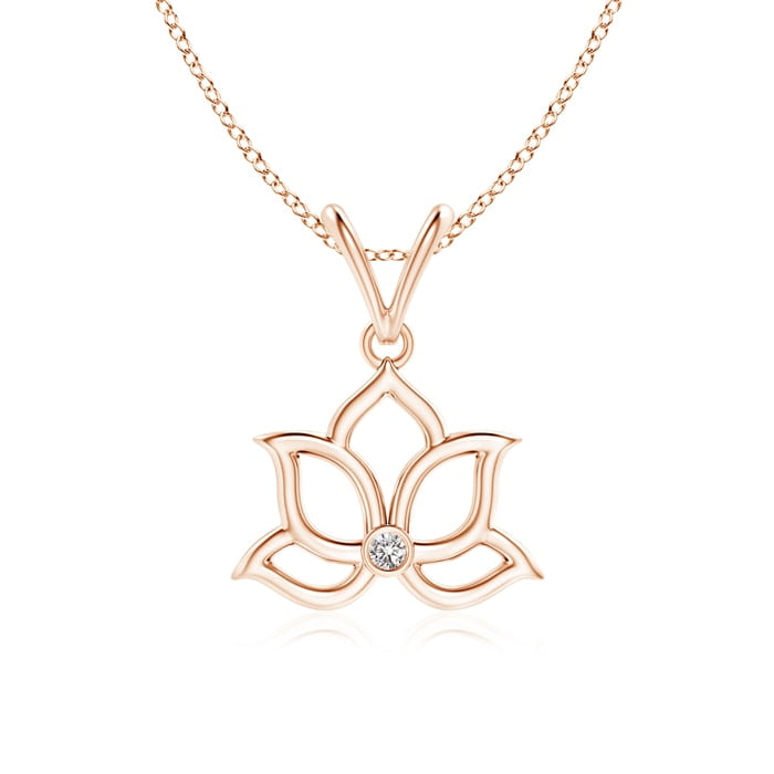 Bezel-Set Diamond Lotus Flower Pendant 
