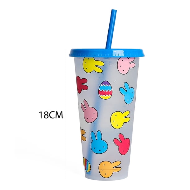 Vasos de bebida fría con pajita de 25 onzas, botellas de agua que cambian de color con tapa azul Sywqhk Libre de BPA